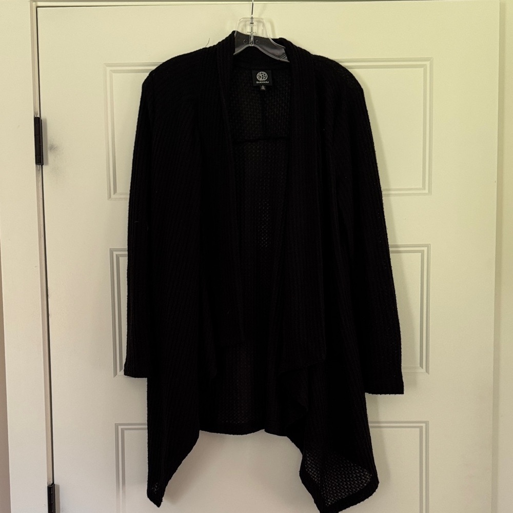 bobeau Black Open-Front Draped Cardigan